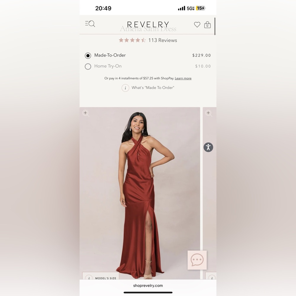 Revelry Satin Rust Halter Wedding Dress